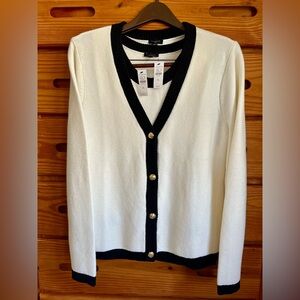 Classic Talbots tipped cardigan/sleeveless shell set, petite L